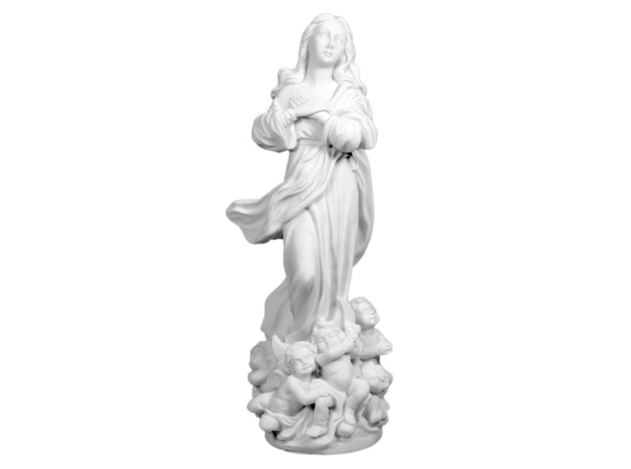 Vierge de l'Assomption - Statue en albâtre 23cm - Blanche