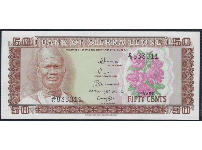 SIERRA LEONE 50 CENTS 1-7-1981 SERIE D10 NEUF (W4d)