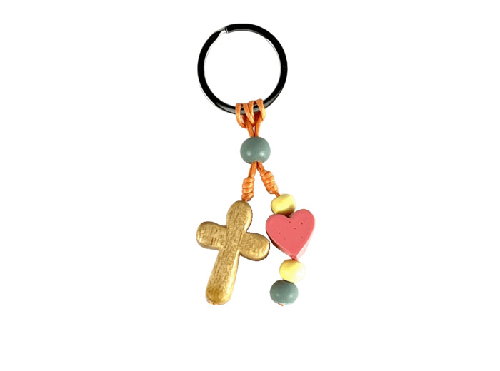 Porte Clé Croix et Coeur  Longueur totale 10cm