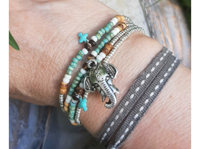 BRACELET MULTIRANGS ELEPHAS INDIA