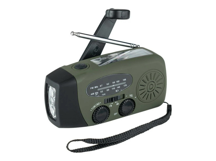 Radio solaire d'urgence avec dynamo et lampe LED - Survie portable