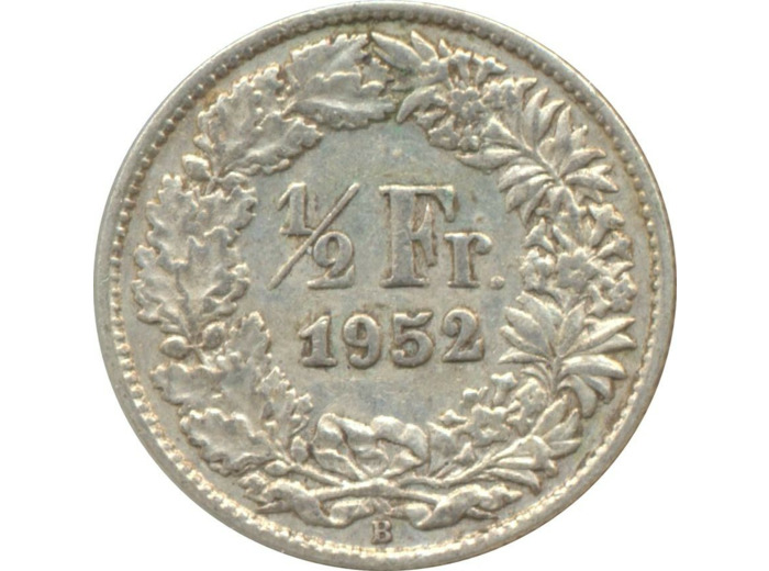 SUISSE 1/2 FRANC 1952 B TTB