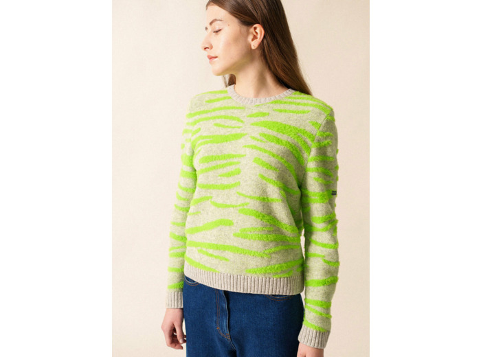 Pull zebré Olten en laine mélangée