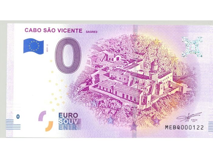 PORTUGAL 2019 -2  CABO SAO VICENTE 0 EURO BILLET SOUVENIR TOURISTIQUE  NEUF