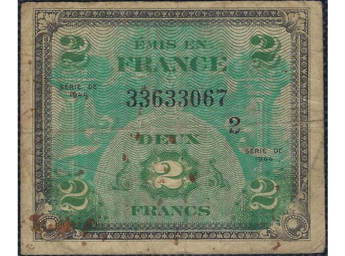 FRANCE 2 FRANCS DRAPEAU TYPE 1944 SERIE 2 TB 067 (VF16/02)