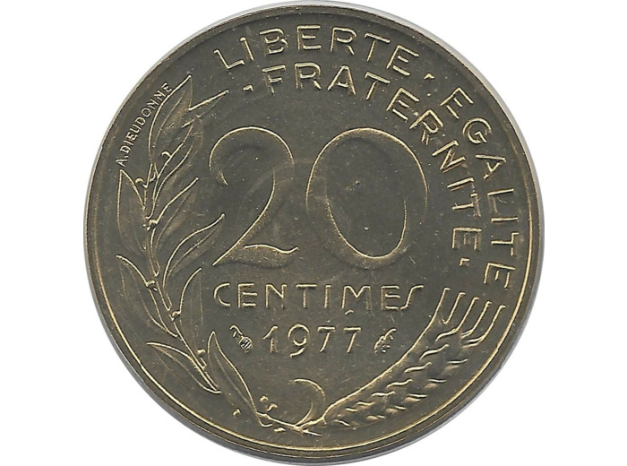 FRANCE 20 CENTIMES LAGRIFFOUL 1977 FDC