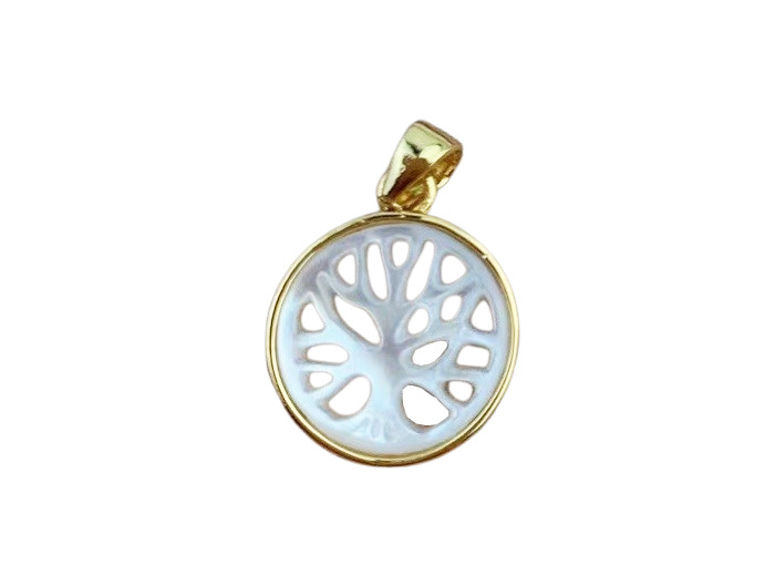 Pendentif en Nacre 13mm - ARBRE DE VIE