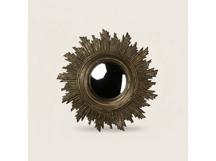 Miroir Convexe Soleil antique Résine 18cm