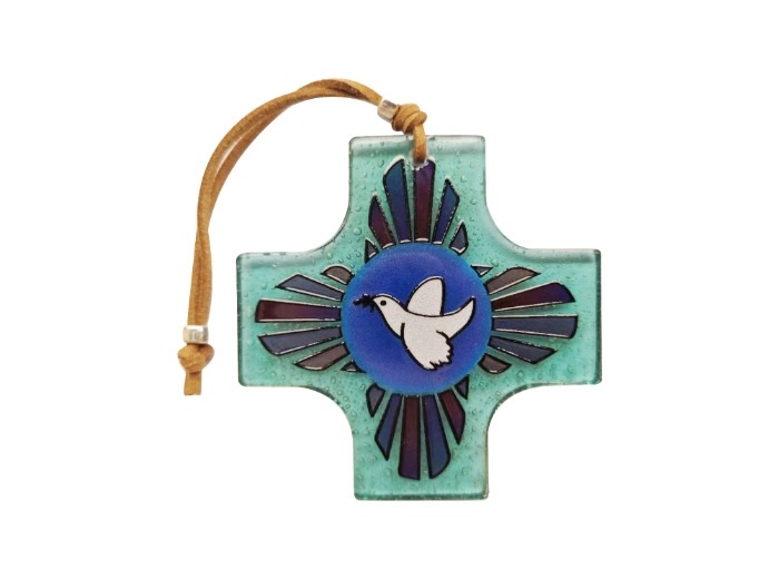 Croix en verre 8x8cm- COLOMBE-RAYONS