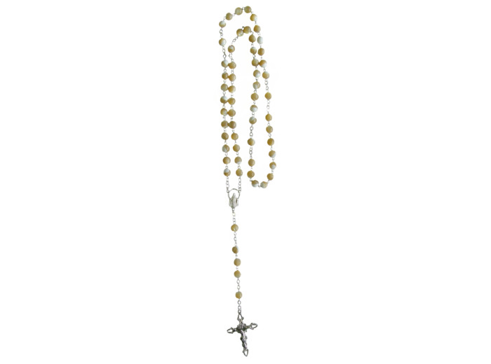 Chapelet avec Perles en Nacre sur Chaîne en Argent 925 - CAFE 6mm