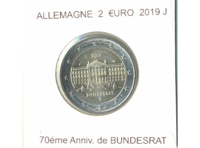 ALLEMAGNE 2019 J 2 EURO COMMEMORATIVE 70 eme ANNIVERSAIRE DE BUNDESRAT SUP