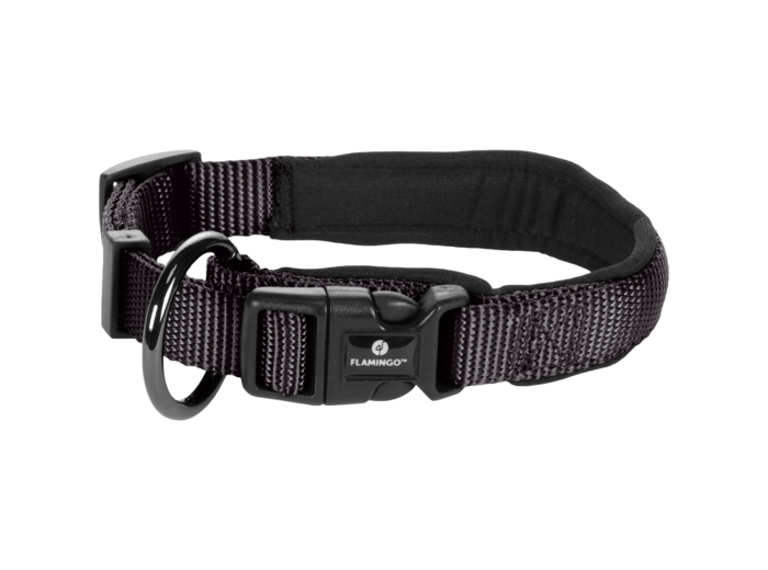 Collier confort noir pour chien avec boucle à clic FLAMINGO