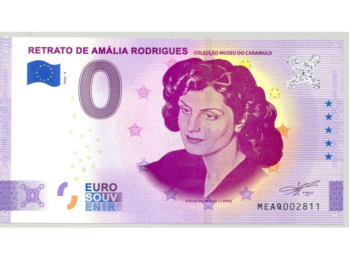 PORTUGAL 2020- 4 RETRATO DE AMALIA RODRIGUES ANNIVERSAIRE BILLET SOUVENIR 0 EURO