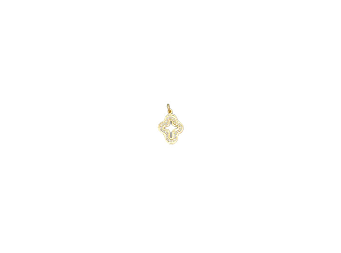 Médaille strass forme CROIX argent 925 Plaqué Or 2,8cm- Croix ajourée