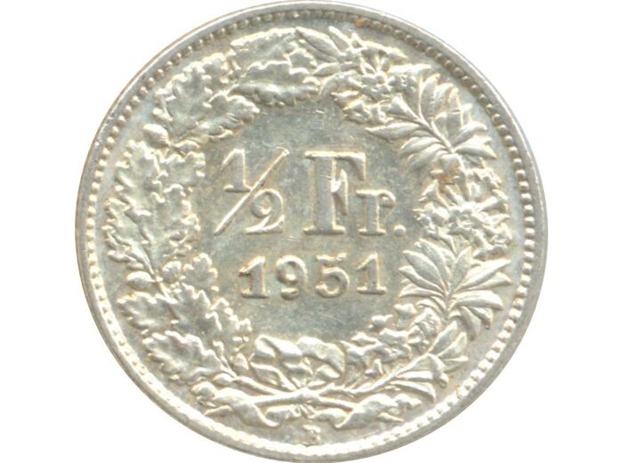 SUISSE 1/2 FRANC 1951 B SUP