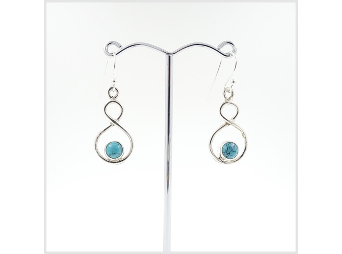 Boucles d'oreilles Turquoise et Argent Massif