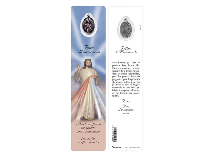 Signet plastifié avec médaille JESUS-MISERICORDE