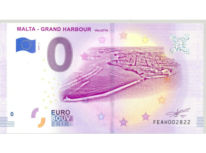 MALTE 2019-1 GRAND HARBOUR BILLET SOUVENIR 0 EURO TOURISTIQUE NEUF