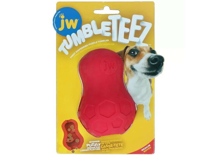 Jouet distributeur friandises JW Tumble Teez pour chien - Taille M Rouge