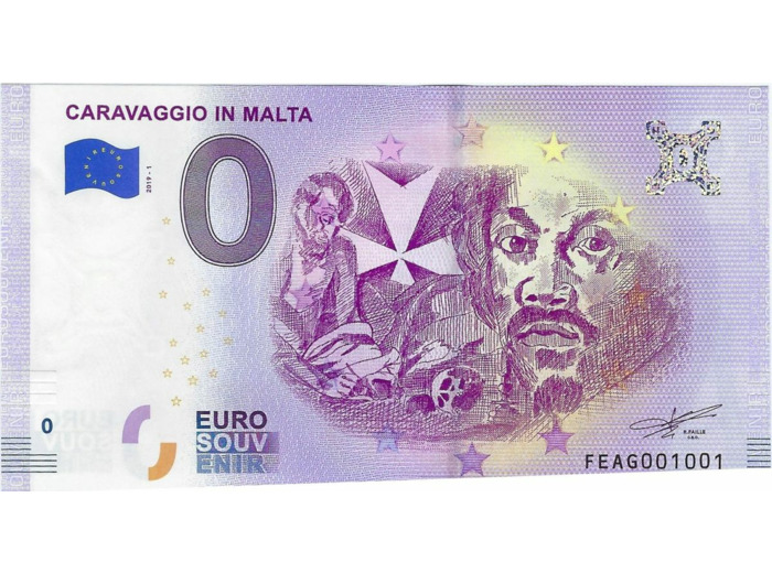 MALTE 2019-1 CARAVAGGIO IN MALTA BILLET SOUVENIR 0 EURO TOURISTIQUE NEUF