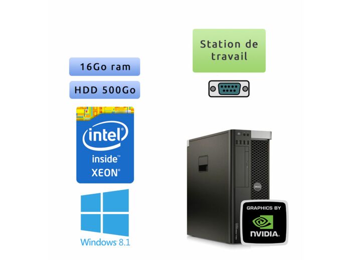 Dell Precision T5610 - Windows 8.1 - E5-1620v2 16Go 500Go - Ordinateur Tour Workstation PC