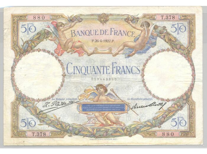 FRANCE 50 FRANCS L.O. MERSON SERIE Y.378 26-4-1927 TTB