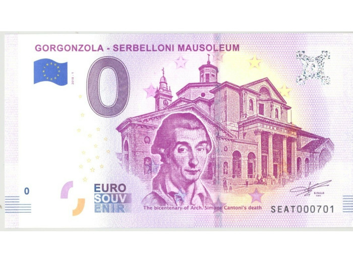 ITALIE 2018-1 GORGONZOLA SERBELLONI MAUSOLEUM BILLET SOUVENIR 0 EURO TOURISTIQUE