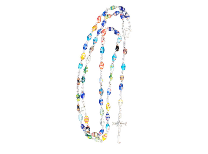 Chapelet Perles Ovales Murano Sur Chaine Argentée