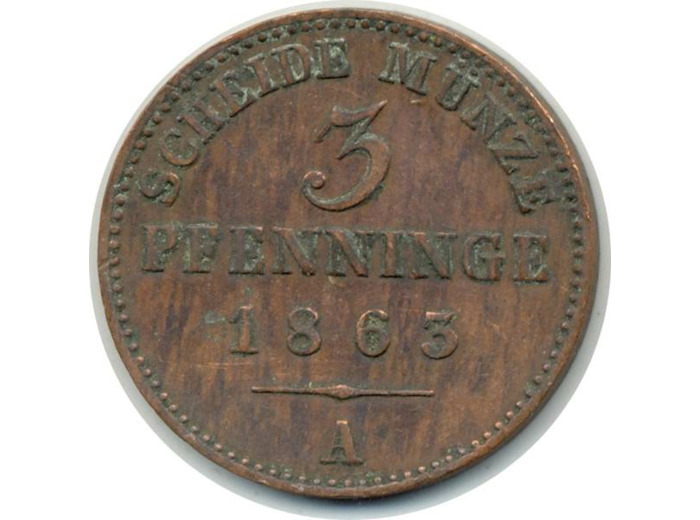 ALLEMAGNE PRUSSE 3 PFENNIG 1863 A TTB (W482) N3