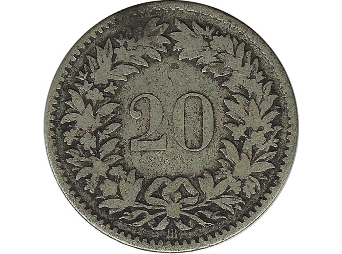 SUISSE 20 RAPPEN 1850 BB TB