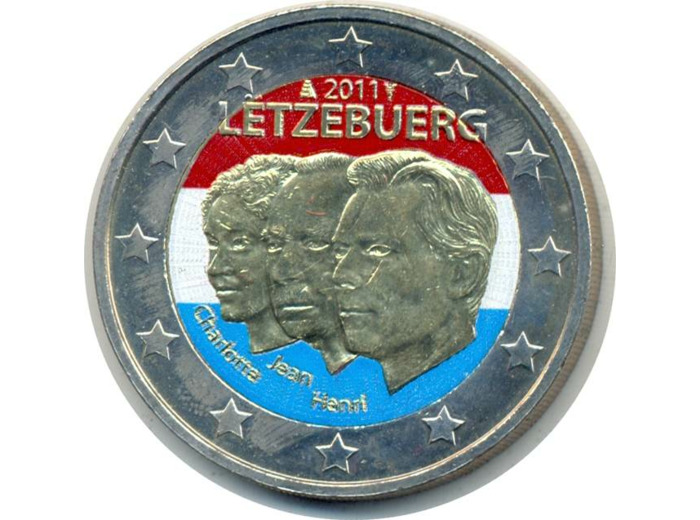 LUXEMBOURG 2011 2 EURO COLORISEE CHARLOTTE JEAN HENRI SUP