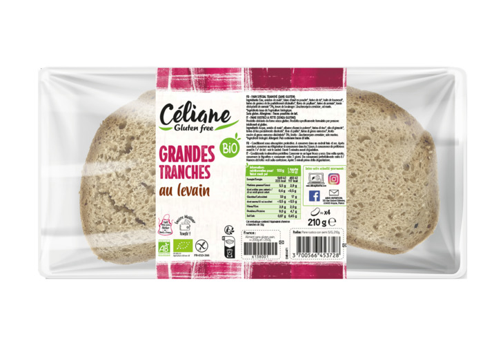 Pain grandes tranches au levain-4 tranches-Céliane