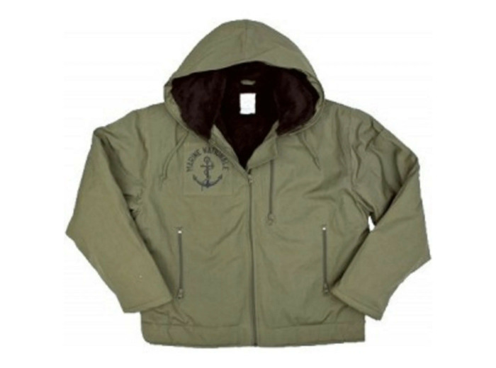 Veste de quart Marine Nationale kaki – style authentique et protection intempéries.