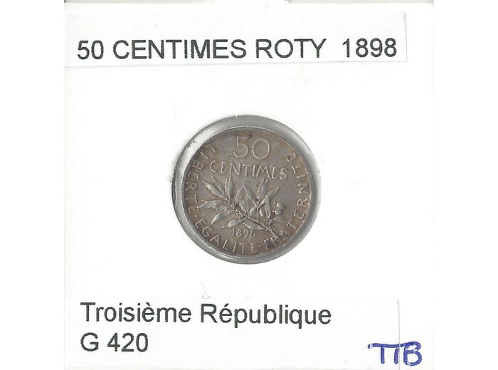 FRANCE 50 CENTIMES ROTY 1898 TTB