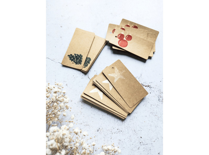 Lot de 10 étiquettes Noël (papier cartonné)