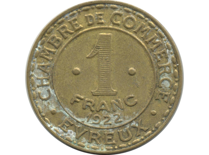 27 EURE EVREUX 1 FRANC 1922 TTB