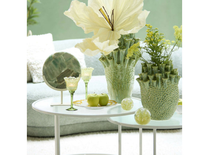 Sulfure verre Coral jaune 8x8x8cm