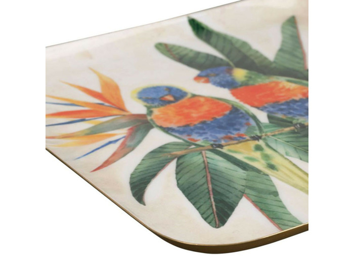 Plateau fer carré Oiseaux bleus 27x27cm