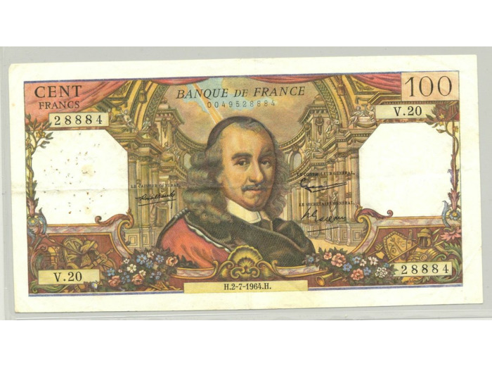 FRANCE 100 FRANCS CORNEILLE  02 07 1964 V.20 TTB