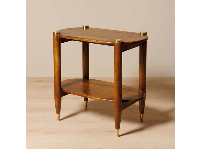 Table d'Appoint Elanza Bois de Manguier Laiton 61x66x38cm