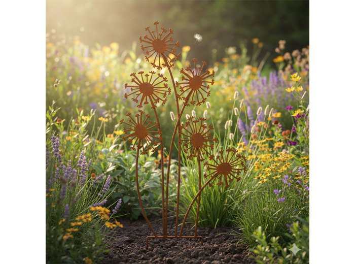 Tuteur déco fleurs fer marron 42x85cm