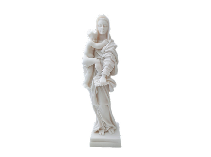 Statue en albâtre 23cm - VIERGE ENFANT Blanche