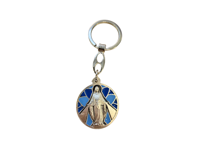 Porte clé en métal avec relief 30mm - Bicolore - Miraculeuse
