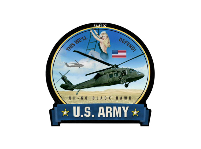 Plaque métal UH - 60 Black Hawk - 29 x 30 cm