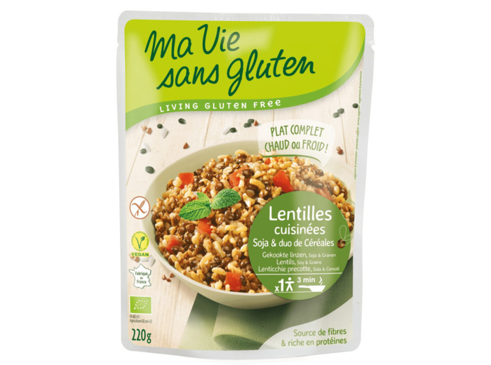 Lentilles cuisinées-Soja et céréales-220g-Ma vie sans gluten
