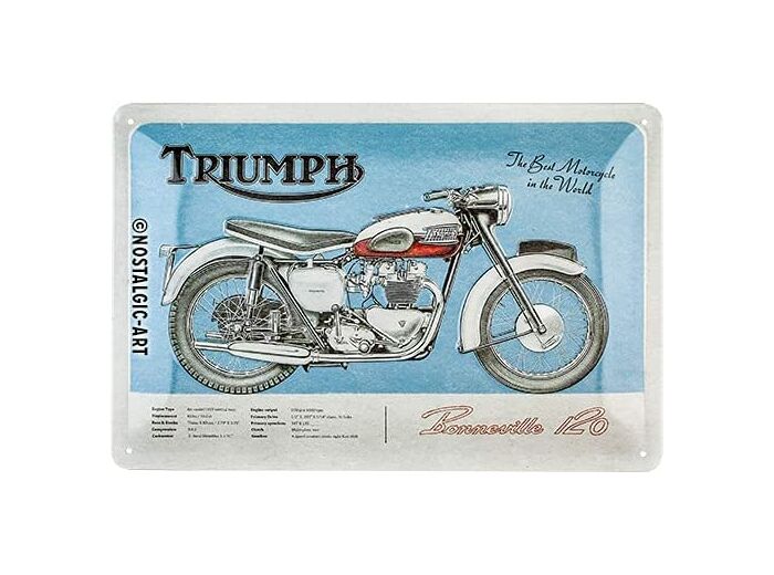 Plaque métal - Triumph Bonneville - 20 x 30 cm - Nostalgic Art.