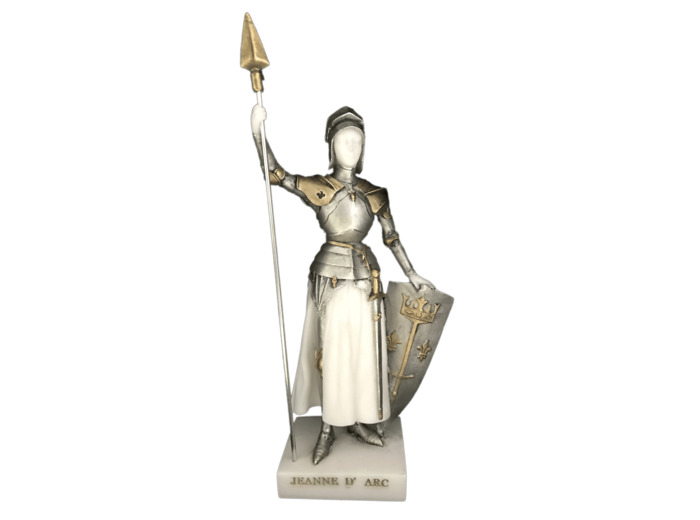 Jeanne d'Arc - Statue en albâtre 20cm -Couleur Métal