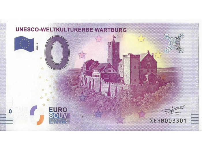 ALLEMAGNE UNESCO BILLET SOUVENIR 0 EURO TOURISTIQUE 2017-4 NEUF