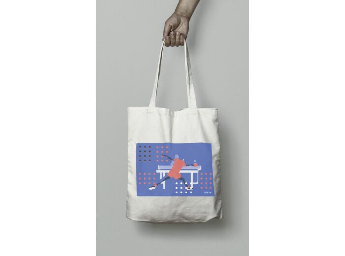 Tote bag ou sac Tennis de table  "Ping pong en violet"