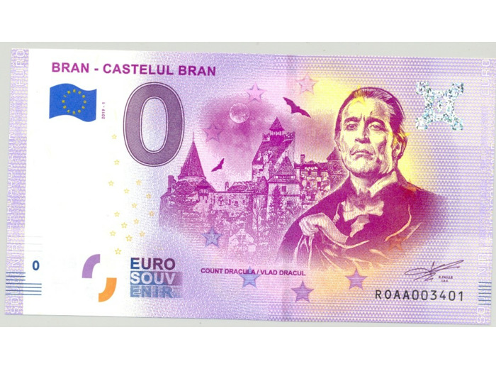 ROUMANIE 2019-1 CASTELUL BRAN COUNT DRACULA BILLET SOUVENIR 0 EURO